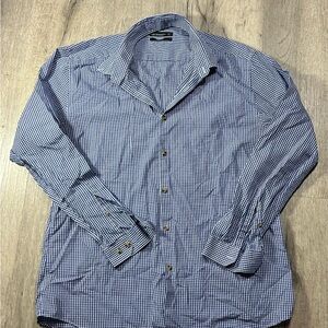 Men's Blue Checkered Button Down Shirt